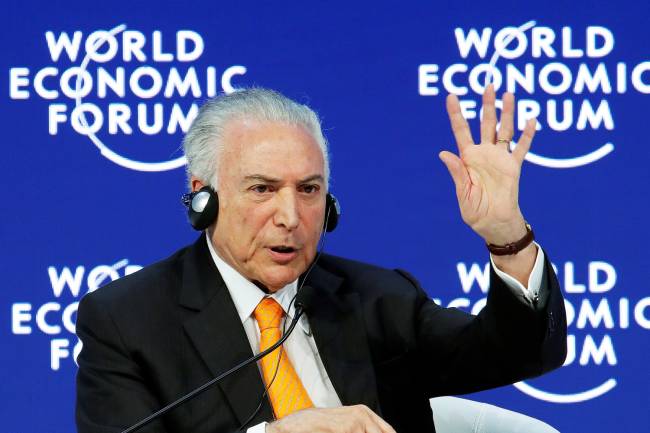 O presidente da República, Michel Temer, participa do Fórum Econômico Mundial, realizado em Davos, na Suíça - 24/01/2018