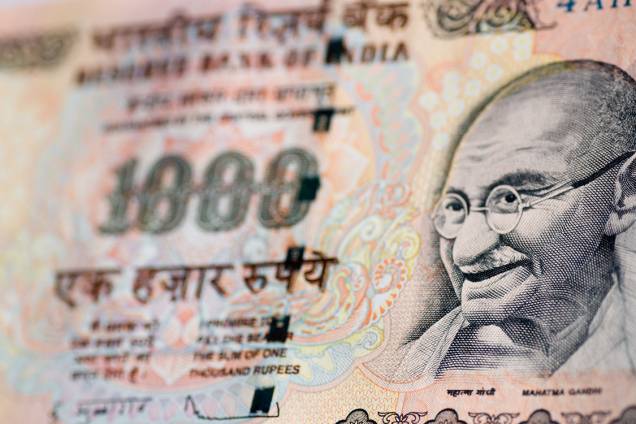 Nota de 1000 Rupias com um desenho de Mahatma Gandhi Nota de 1000 Rupias com um desenho de Mahatma Gandhi