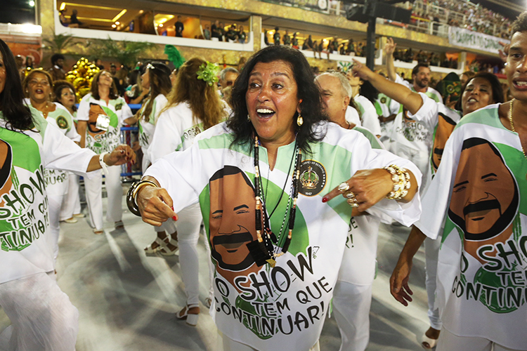 Regina Casé participa de ala em homenagem ao cantor Arlindo Cruz, durante o desfile da Império Serrano no Sambódromo da Marquês de Sapucaí - 11/02/2018