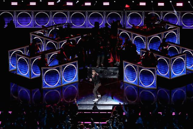 Justin Timberlake durante show do intervalo do Super Bowl 2018 Justin Timberlake durante show do intervalo do Super Bowl 2018