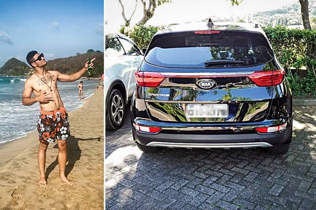 Ostentação? – Foto de fim de ano em Fernando de Noronha e carro de 140 000 reais: o casal diz que a viagem foi presente e o automóvel é uma necessidade