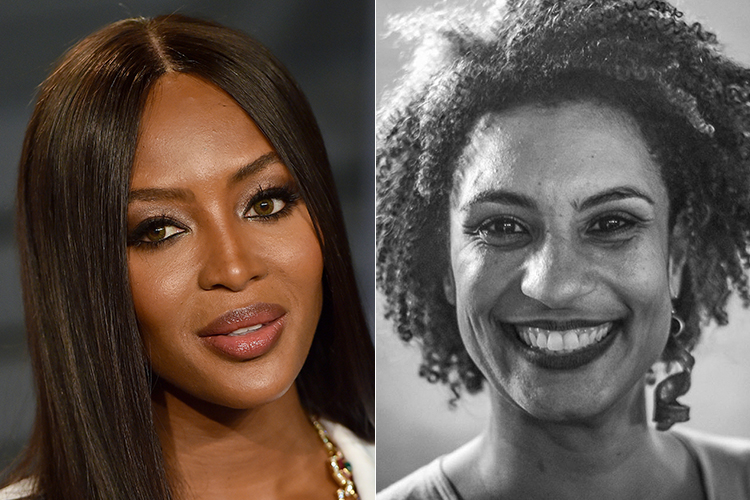 A modelo Naomi Campbell e a vereadora Marielle Franco (PSOL-RJ)