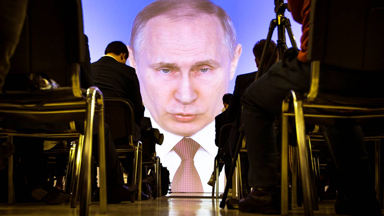 O presidente da Rússia, Vladimir Putin, realiza pronunciamento na Assembleia Federal em Moscou - 01/03/2018