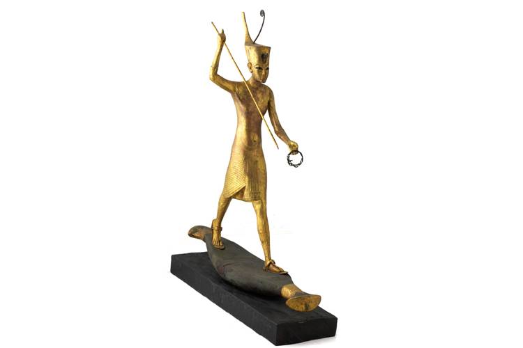 Objetos encontrados na tumba de Tutankhamun usados na exposi&ccedil;&atilde;o King Tut: Tesouros do fara&oacute; dourado