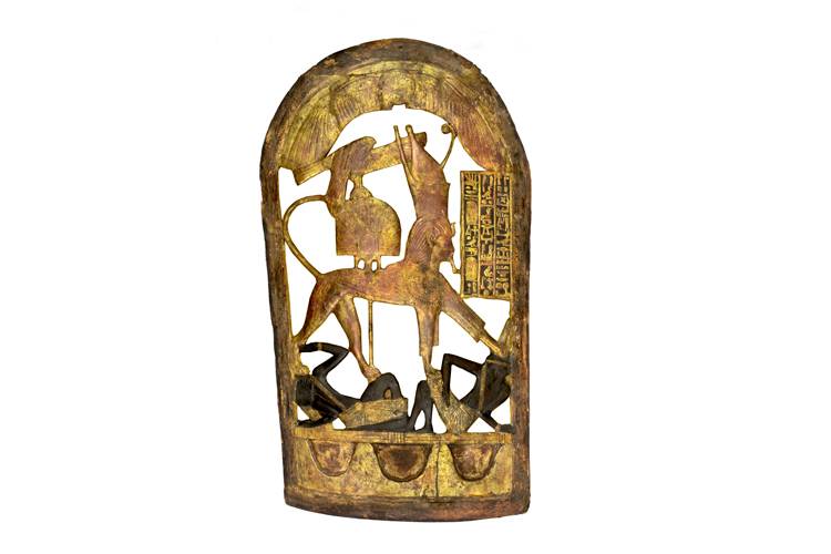 Objetos encontrados na tumba de Tutankhamun usados na exposi&ccedil;&atilde;o King Tut: Tesouros do fara&oacute; dourado