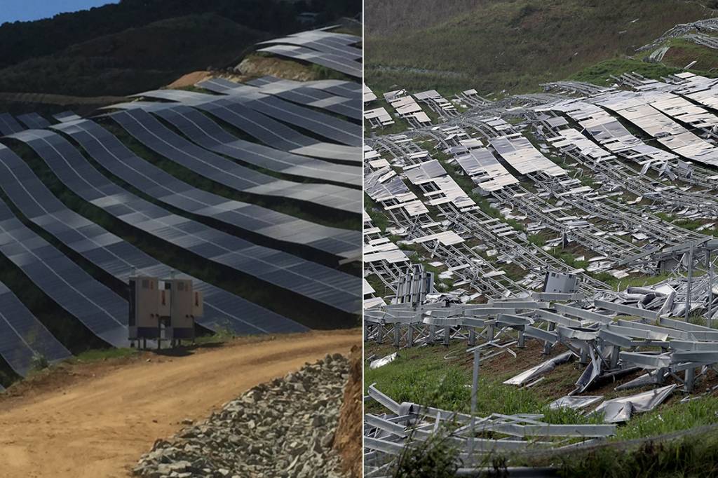 Antes e depois da passagem do furac&atilde;o Irma