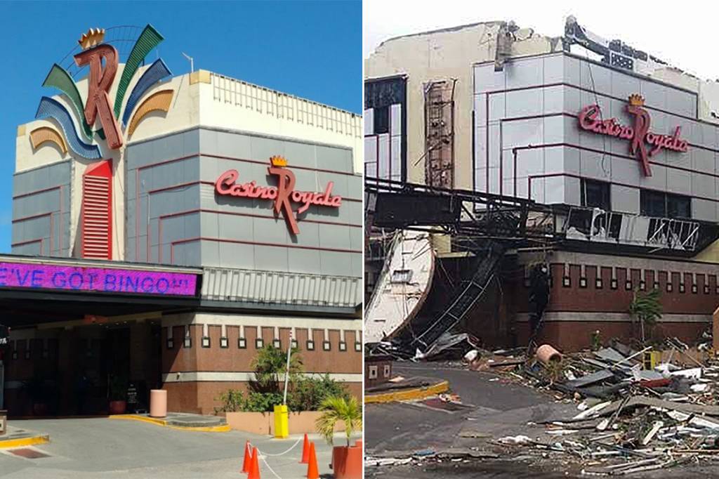 Antes e depois da passagem do furac&atilde;o Irma