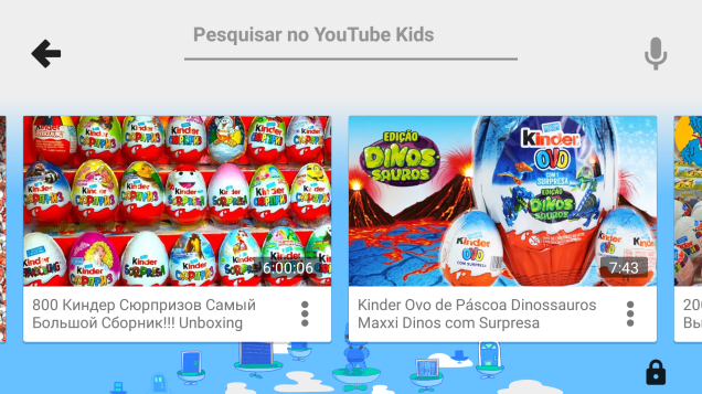 No YouTube Kids, vídeos de unboxing (termo em inglês que significa “tirar da caixa”), em que crianças desembrulham brinquedos e alimentos. No YouTube Kids, vídeos de unboxing (termo em inglês que significa “tirar da caixa”), em que crianças desembrulham brinquedos e alimentos.
