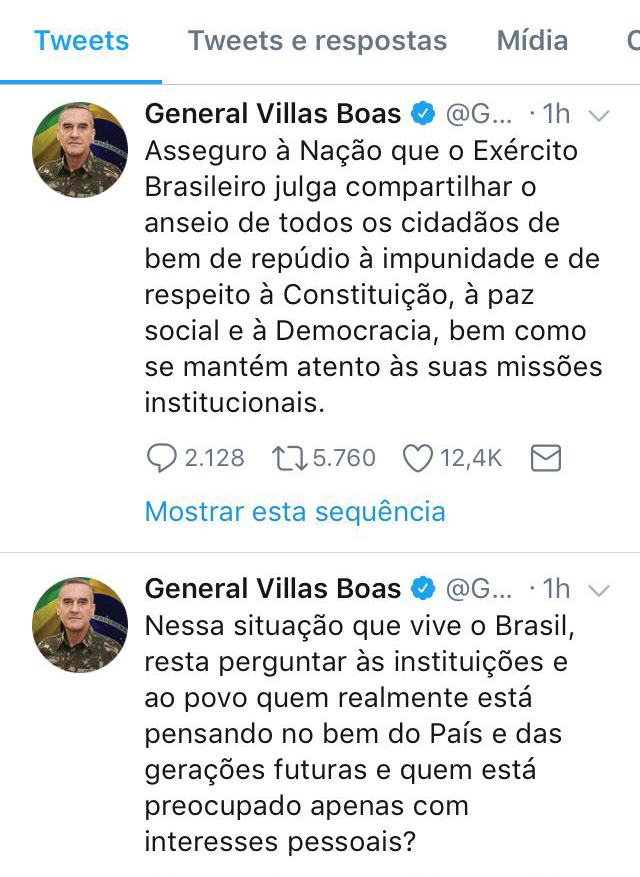 Tweet do General Villas Boas