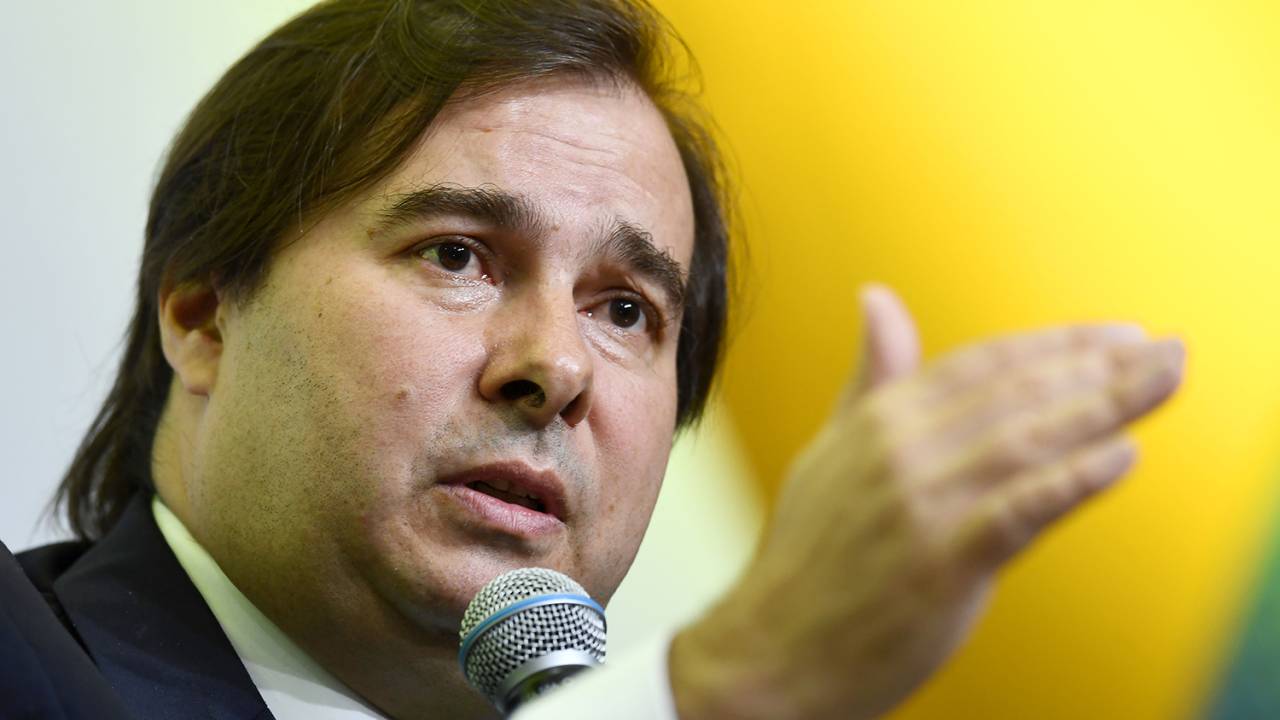 O pré-candidato à Presidência da República, Rodrigo Maia (DEM), durante debate em Brasília (DF) - 06/06/2018