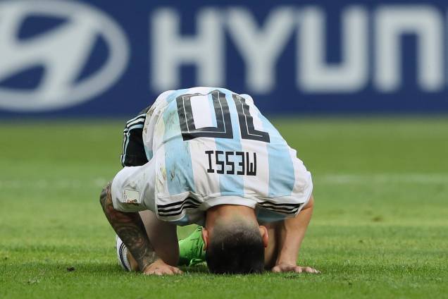 O atacante argentino Lionel Messi durante partida contra a França, válida pelas oitavas de final da Copa do Mundo em Kazan - 30/06/2018 O atacante argentino Lionel Messi durante partida contra a França, válida pelas oitavas de final da Copa do Mundo em Kazan - 30/06/2018