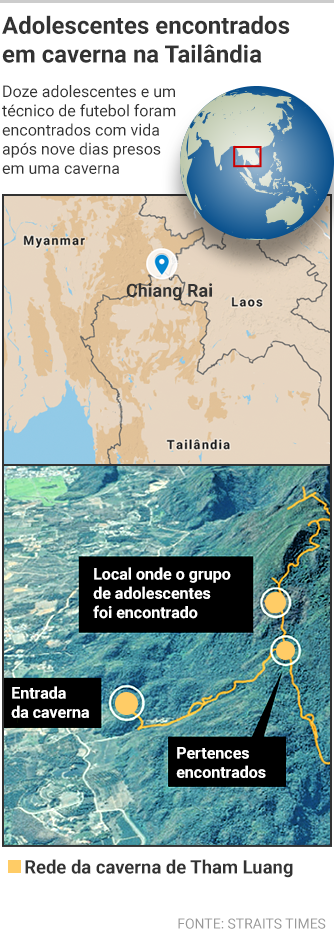 arte-caverna-tailandia Local na Tailândia onde um time de futebol está preso.