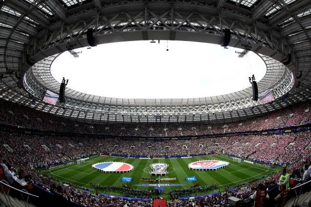 Vista geral do Estádio Lujniki antes do início do confronto entre França e Croácia na Final da Copa do Mundo 2018 - 15/07/2018 Vista geral do Estádio Lujniki antes do início do confronto entre França e Croácia na Final da Copa do Mundo 2018 - 15/07/2018