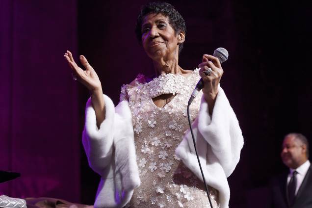 Em uma de suas últimas aparições públicas, Aretha Franklin se apresenta durante 25º aniversário da Elton John AIDS Foundation, em Nova York, 2017 Em uma de suas últimas aparições públicas, Aretha Franklin se apresenta durante 25º aniversário da Elton John AIDS Foundation, em Nova York, 2017
