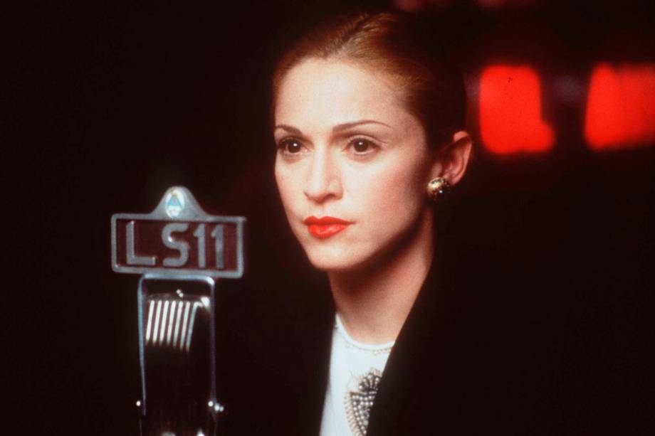 Madonna durante as filmagens do filme 'Evita'- 17/01/1997