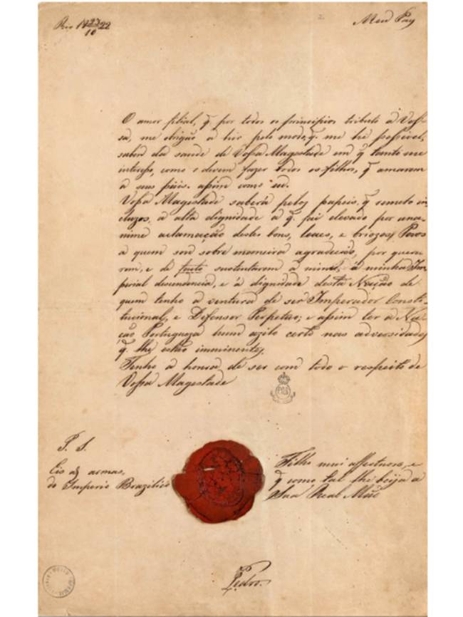 Carta de d. Pedro I à d. João VI