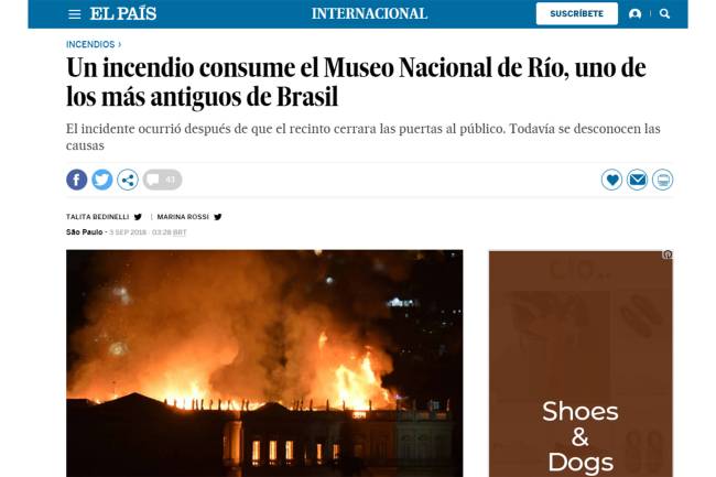 Museu Nacional – Repercussão Internacional Museu Nacional – Repercussão Internacional