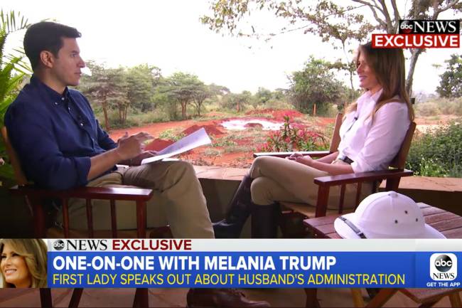 Melania Trump durante entrevista exclusiva à ABC News