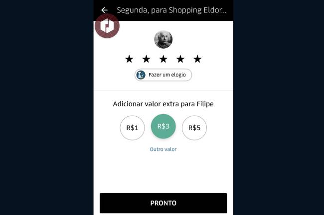 Uber – Valor extra