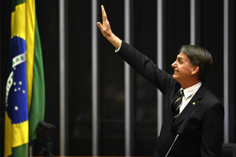 O presidente eleito Jair Bolsonaro participa da cerimônia do 30º aniversário da Constituição Federal no Congresso em Brasília - 06/11/2018