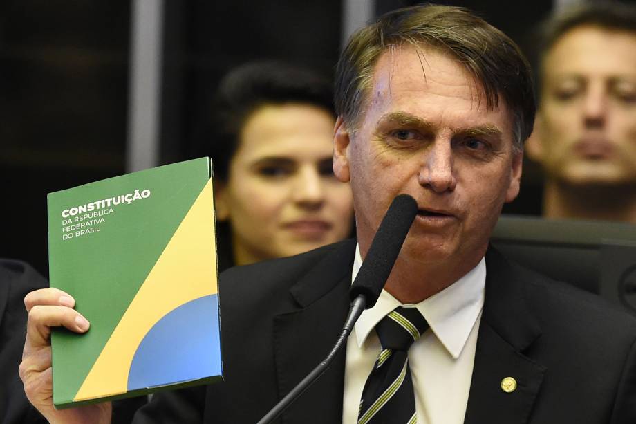 O presidente eleito Jair Bolsonaro participa da cerimônia do 30º aniversário da Constituição Federal no Congresso em Brasília - 06/11/2018