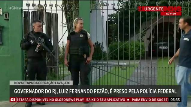Imagens da Globo News mostram momento da prisão do governador do Rio de Janeiro, Luiz Fernando Pezão Imagens da Globo News mostram momento da prisão do governador do Rio de Janeiro, Luiz Fernando Pezão