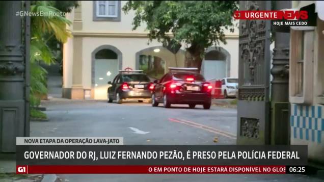 Imagens da Globo News mostram momento da prisão do governador do Rio de Janeiro, Luiz Fernando Pezão Imagens da Globo News mostram momento da prisão do governador do Rio de Janeiro, Luiz Fernando Pezão