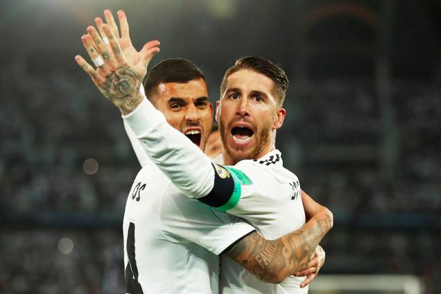 Sergio Ramos comemora após marcar o terceiro gol do Real Madrid, durante partida contra o Al Ain, na final do Mundial de Clubes da FIFA - 22/12/2018 Sergio Ramos comemora após marcar o terceiro gol do Real Madrid, durante partida contra o Al Ain, na final do Mundial de Clubes da FIFA - 22/12/2018