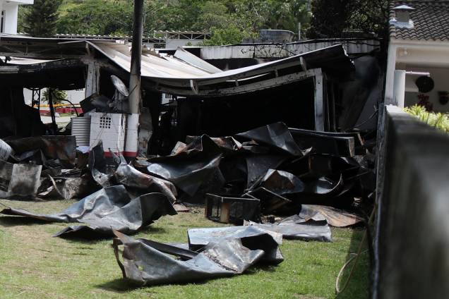 Área destruída pelo fogo no centro de treinamento do Flamengo no Rio de Janeiro - 08/02/2019 Área destruída pelo fogo no centro de treinamento do Flamengo no Rio de Janeiro - 08/02/2019