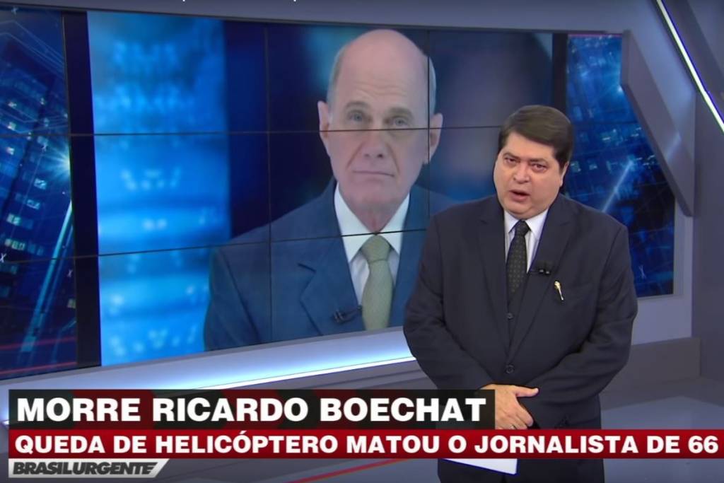 Datena chora ao anunciar morte de Boechat: ‘O maior jornalista do país’