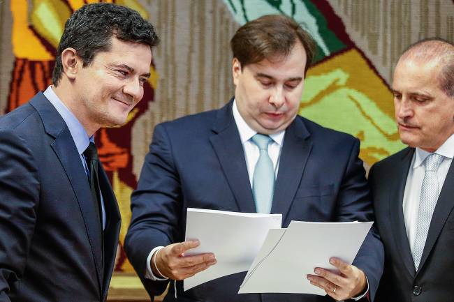 Sergio Moro, Rodrigo Maia e Onyx Lorenzoni