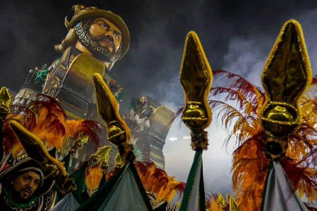 Detalhe de carro alegórico da escola de samba Mancha Verde durante desfile no Sambódromo de São Paulo - 01/03/2019 Detalhe de carro alegórico da escola de samba Mancha Verde durante desfile no Sambódromo de São Paulo - 01/03/2019