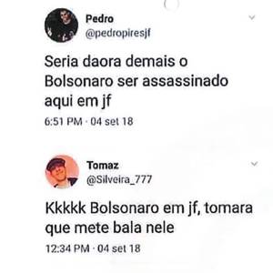 Tweets – Bolsonaro em Juiz de Fora (MG) Tweets – Bolsonaro em Juiz de Fora (MG)