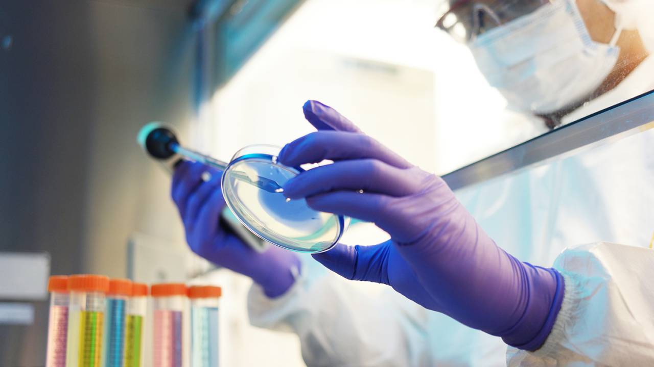 Exame feito em laboratório