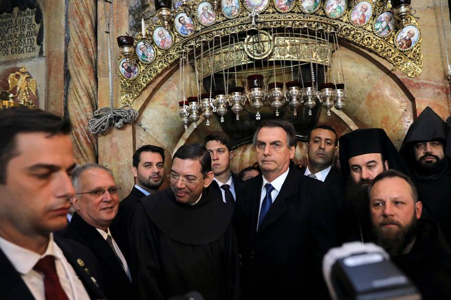 O presidente Jair Bolsonaro visita a Igreja do Santo Sepulcro na Cidade Velha de Jerusalém - 01/04/2019