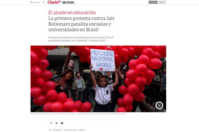 Protesto de estudantes –  Repercussão internacional