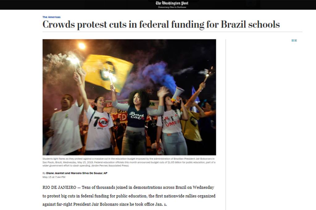 Imprensa internacional destaca os ‘maiores protestos’ contra Bolsonaro