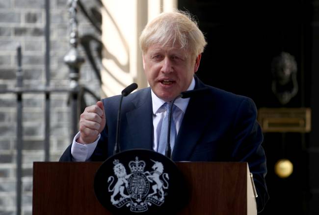 Boris Johnson em discurso em Downing Street