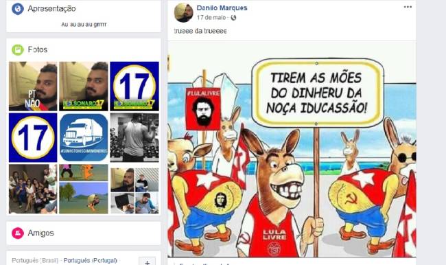 Danilo postagem Facebook