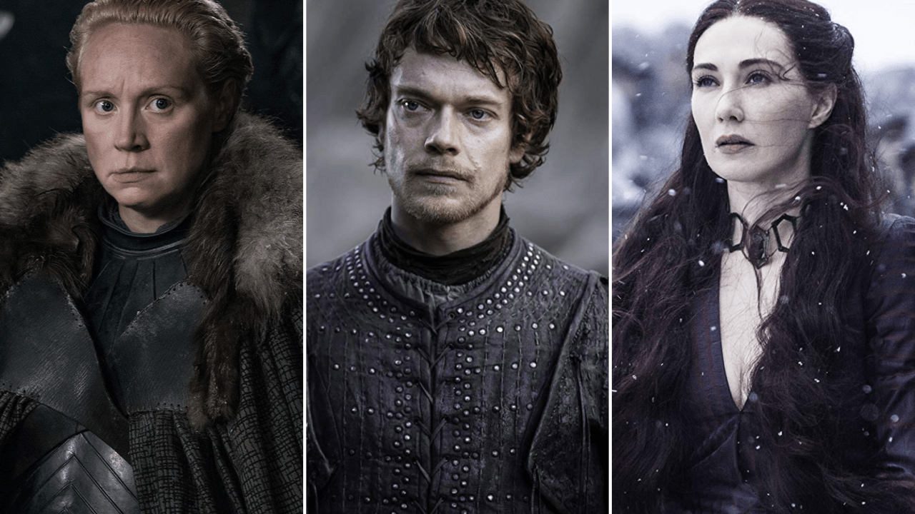 Gwendoline Christie, Alfie Allen e Carice van Houten em 'Game of Thrones'