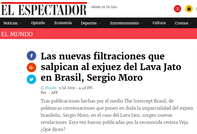 Jornal colombiano ‘El Espectador’ repercute capa de VEJA Jornal colombiano ‘El Espectador’ repercute capa de VEJA