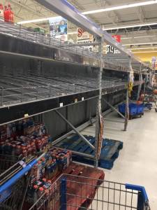 Empty shelves are pictured at a Walmart as residents prepare for Hurricane Dorian in Port Orange, Florida Empty shelves are pictured at a Walmart as residents prepare for Hurricane Dorian in Port Orange, Florida