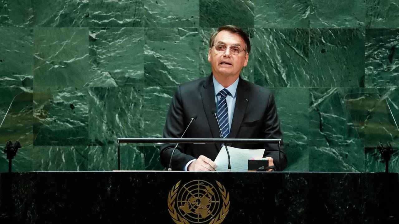 Presidente Jair Bolsonaro discursa durante a abertura do Debate Geral da 74ª Sessão da Assembleia Geral das Nações Unidas