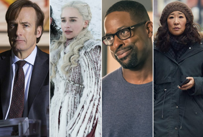 Os personagens Jimmy McGill (Bob Odenkirk), de 'Better Call Saul'; Daenerys Targaryen (Emilia Clarke), de 'Game of Thrones'; Randall Pearson (Sterling K. Brown), de 'This Is Us'; e Eve Polastri (Sandra Oh), de 'Killing Eve'