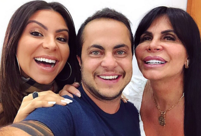 Gretchen com seu filho Thammy e a nora Andressa Ferreira