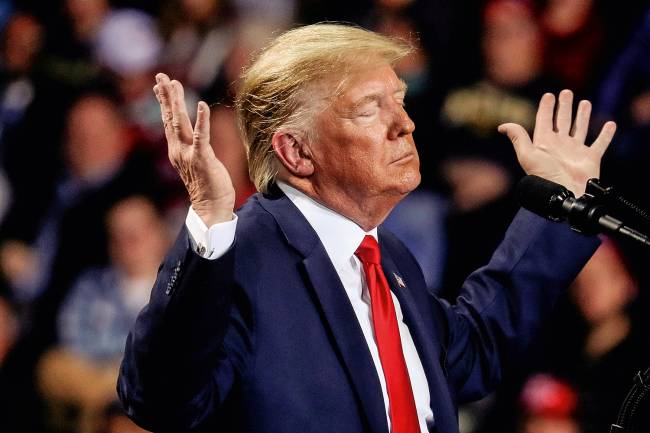 U.S. President Donald Trump reacts during a campaign rally in Battle Creek, Michigan U.S. President Donald Trump reacts during a campaign rally in Battle Creek, Michigan