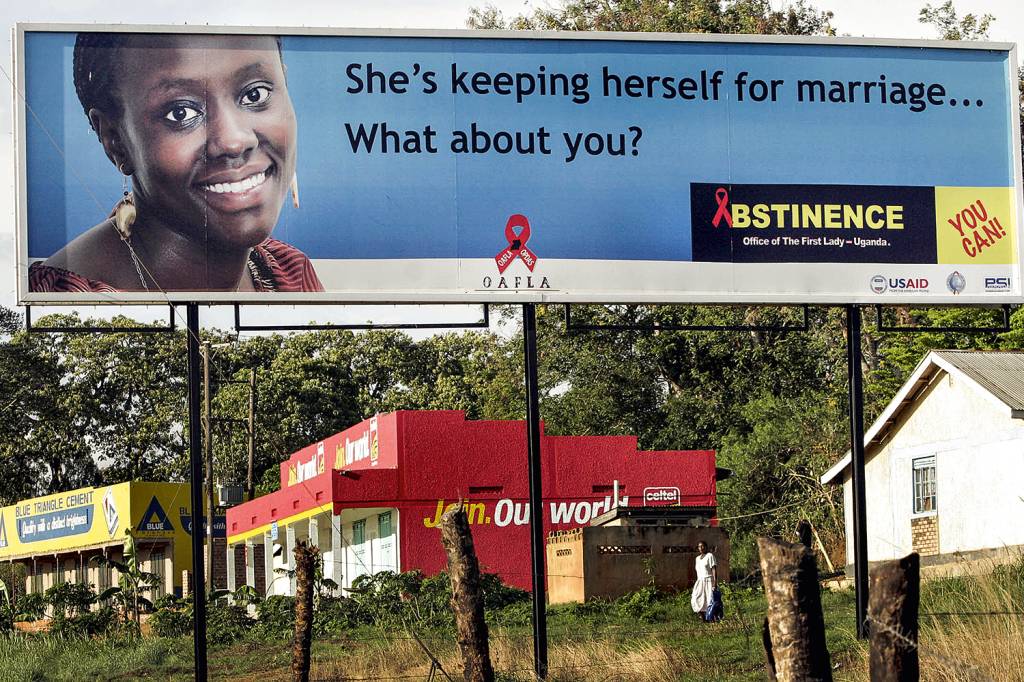 A billboard promoting abstinence along the Entebbe-Kampala r A billboard promoting abstinence along the Entebbe-Kampala r