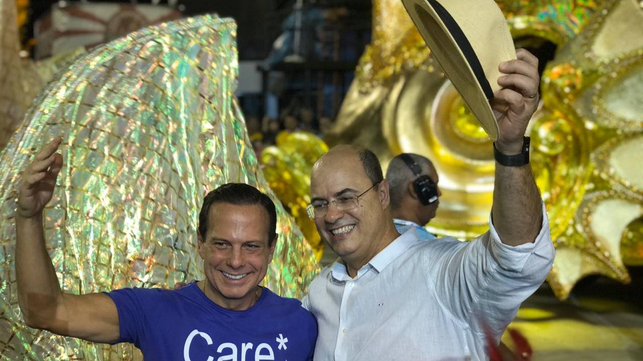 João Doria e Wilson Witzel no Carnaval do Rio (23/02/2020)
