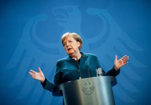 German Chancellor Angela Merkel statement on the spread of the new coronavirus disease (COVID-19) in Berlin German Chancellor Angela Merkel statement on the spread of the new coronavirus disease (COVID-19) in Berlin