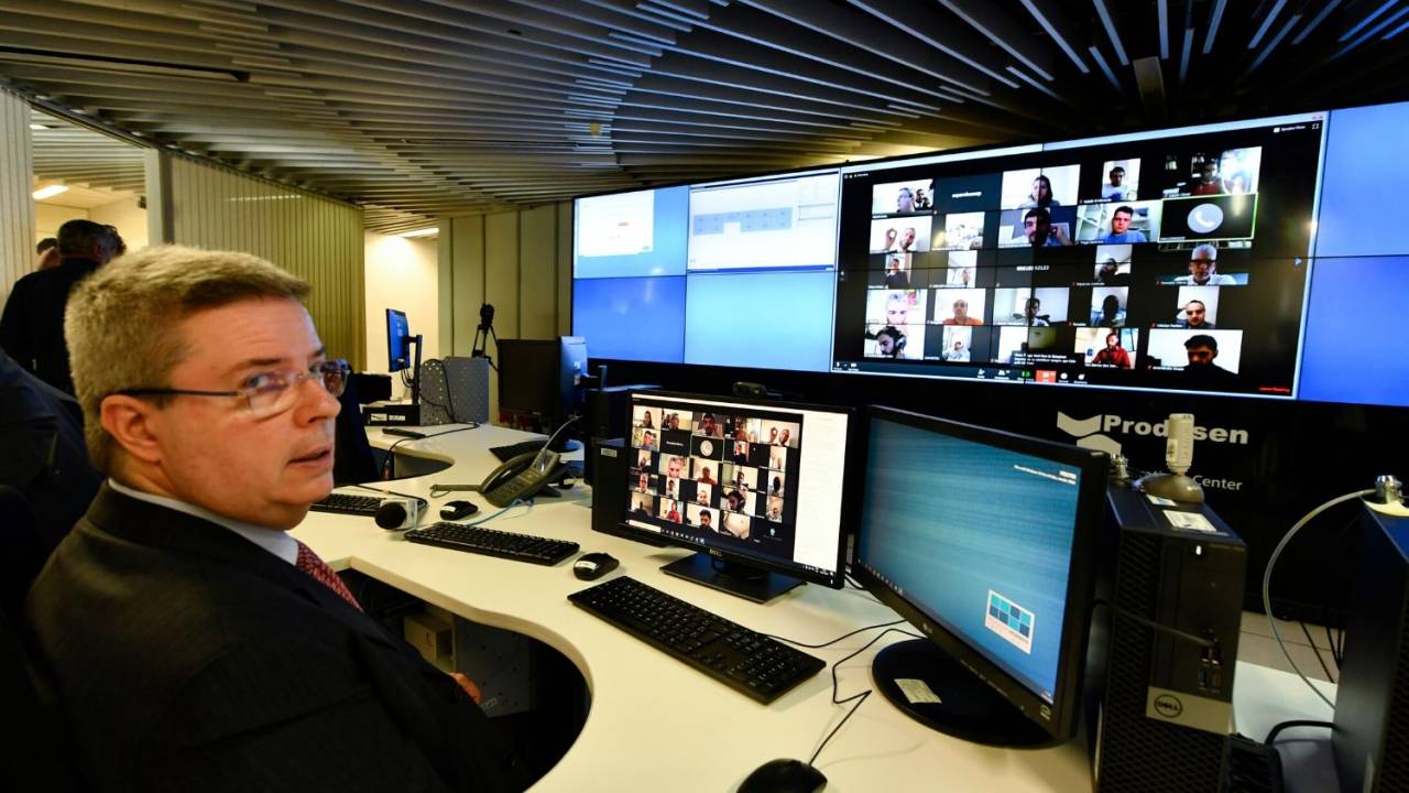 Antonio Anastasia (PSDB-MG), presidente interino do Senado, em sessão do decreto de calamidade pública feita por videoconferência